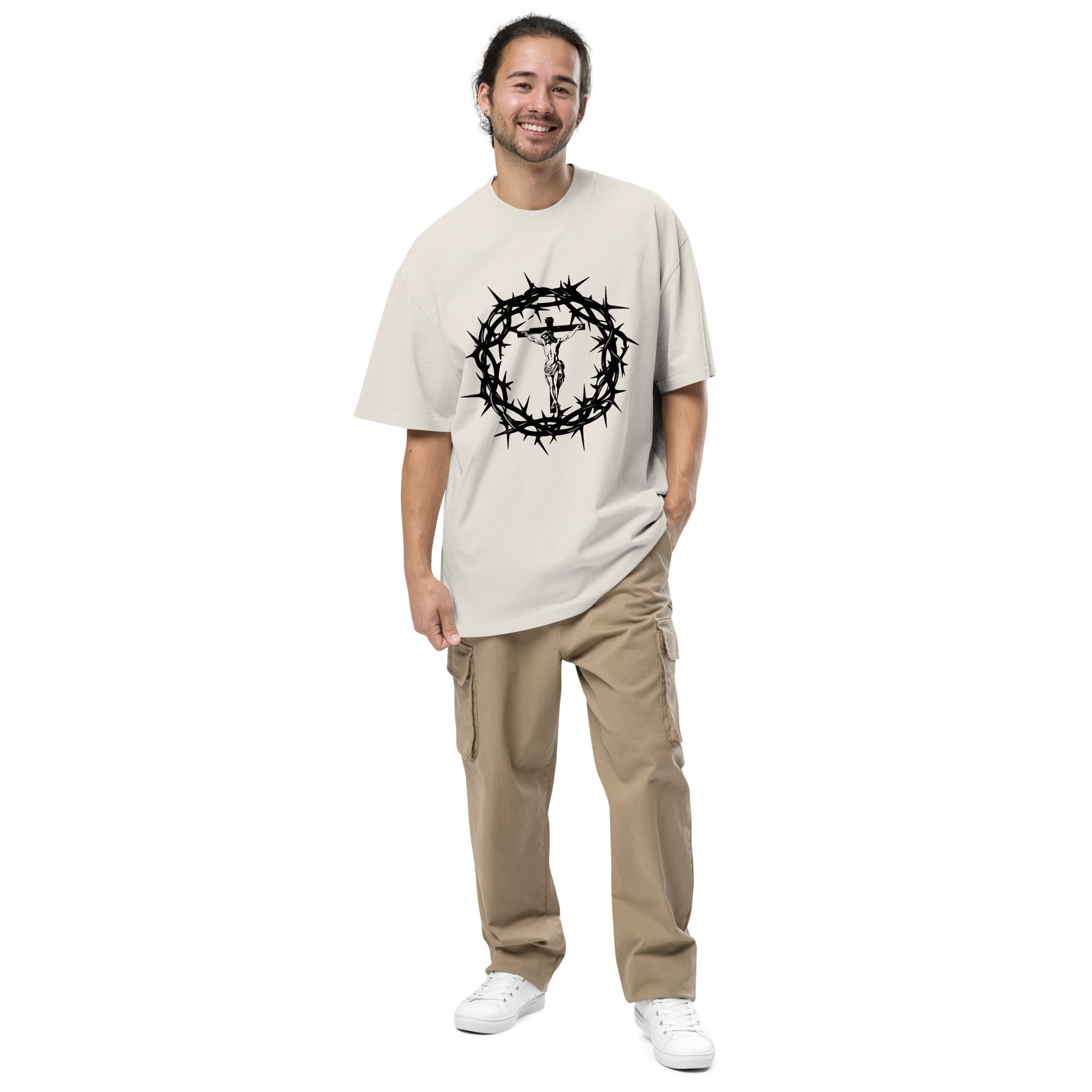 Jesus Christian Inspirational Oversized faded T-Shirt