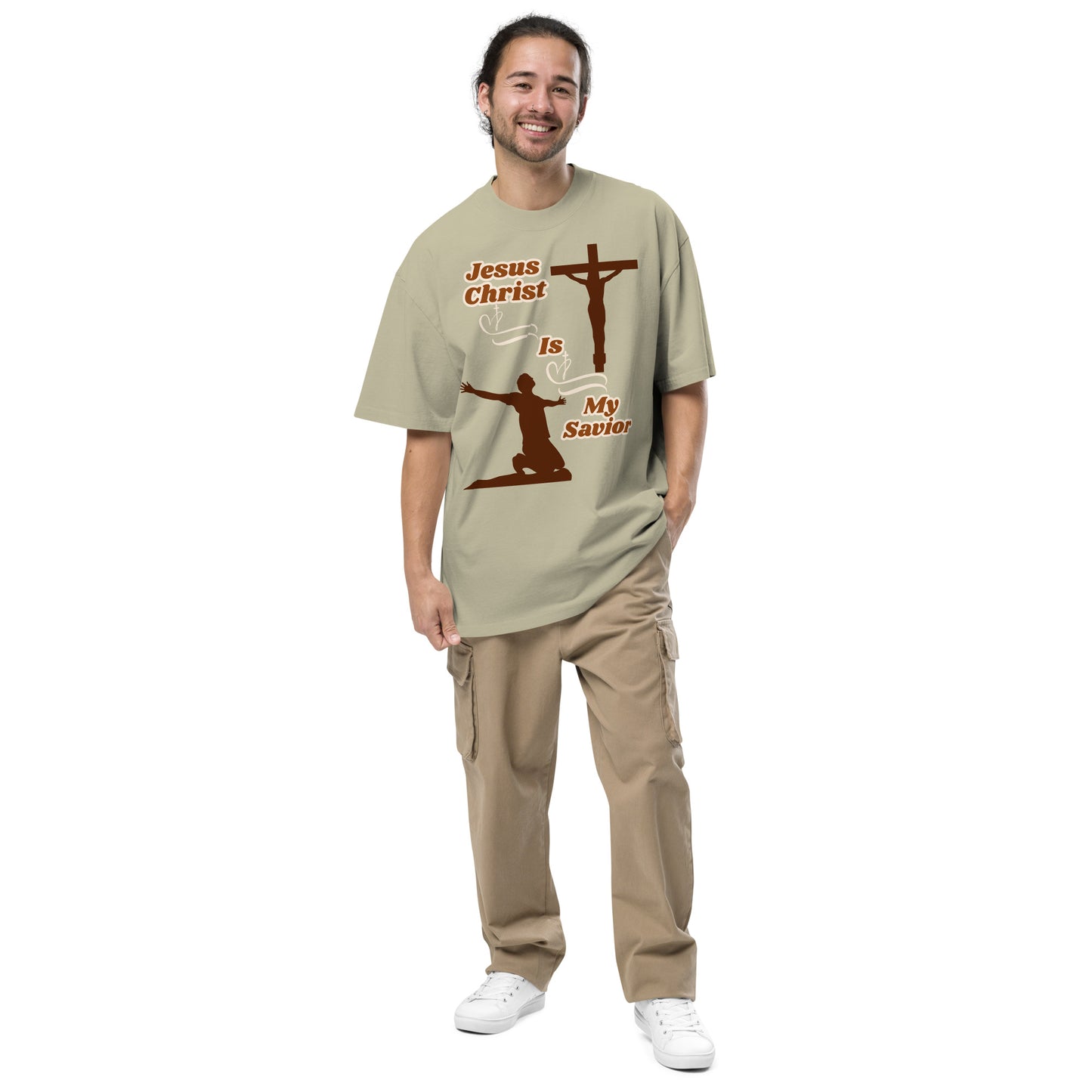 Jesus Christ Is My Savior Christian Inspirational Oversized fadedT Shirt Unisex