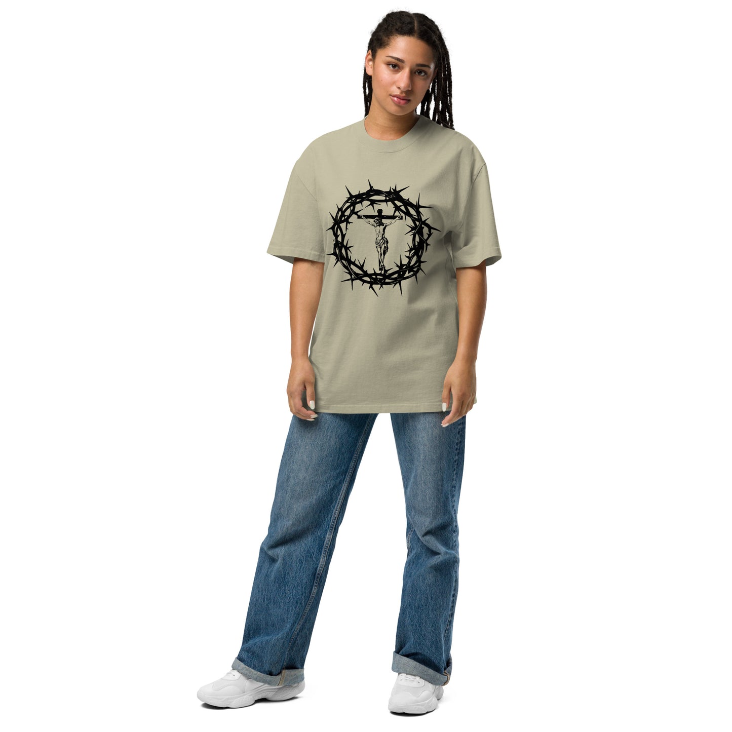 Jesus Christian Inspirational Oversized faded T-Shirt