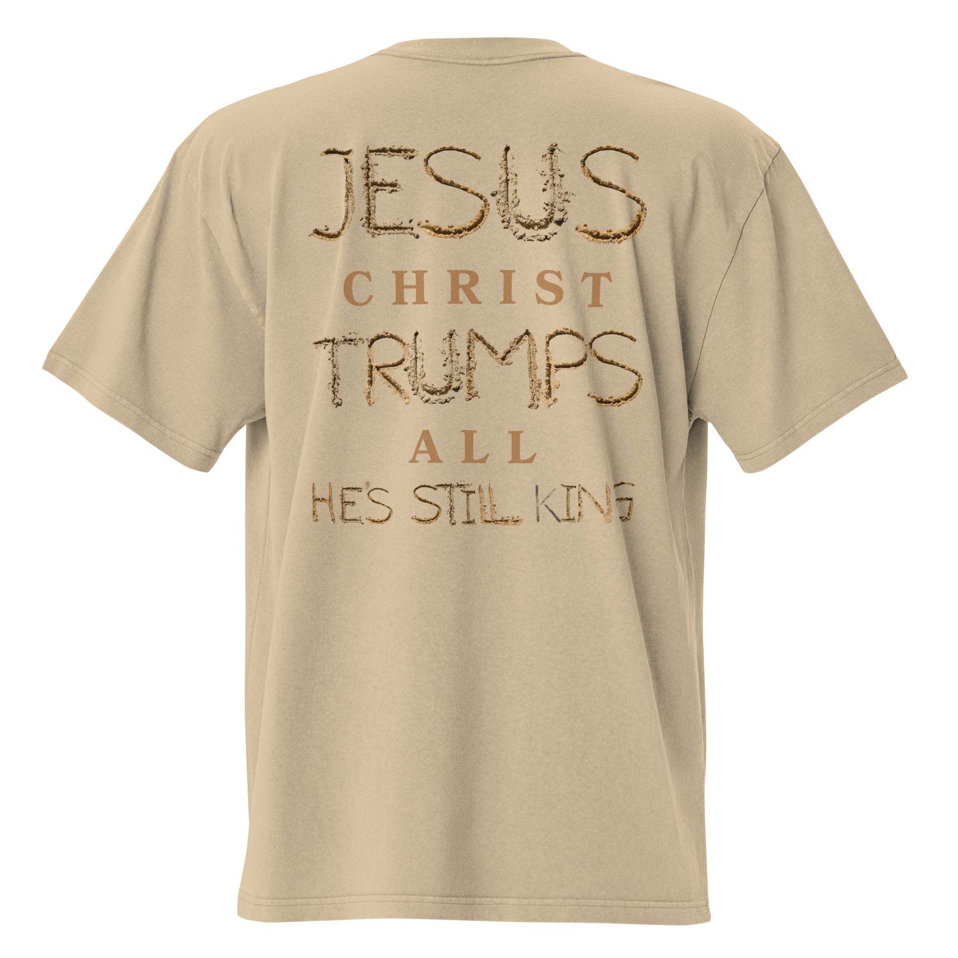 Jesus Trumps All Christian Inspirational Oversized Faded T Shirt