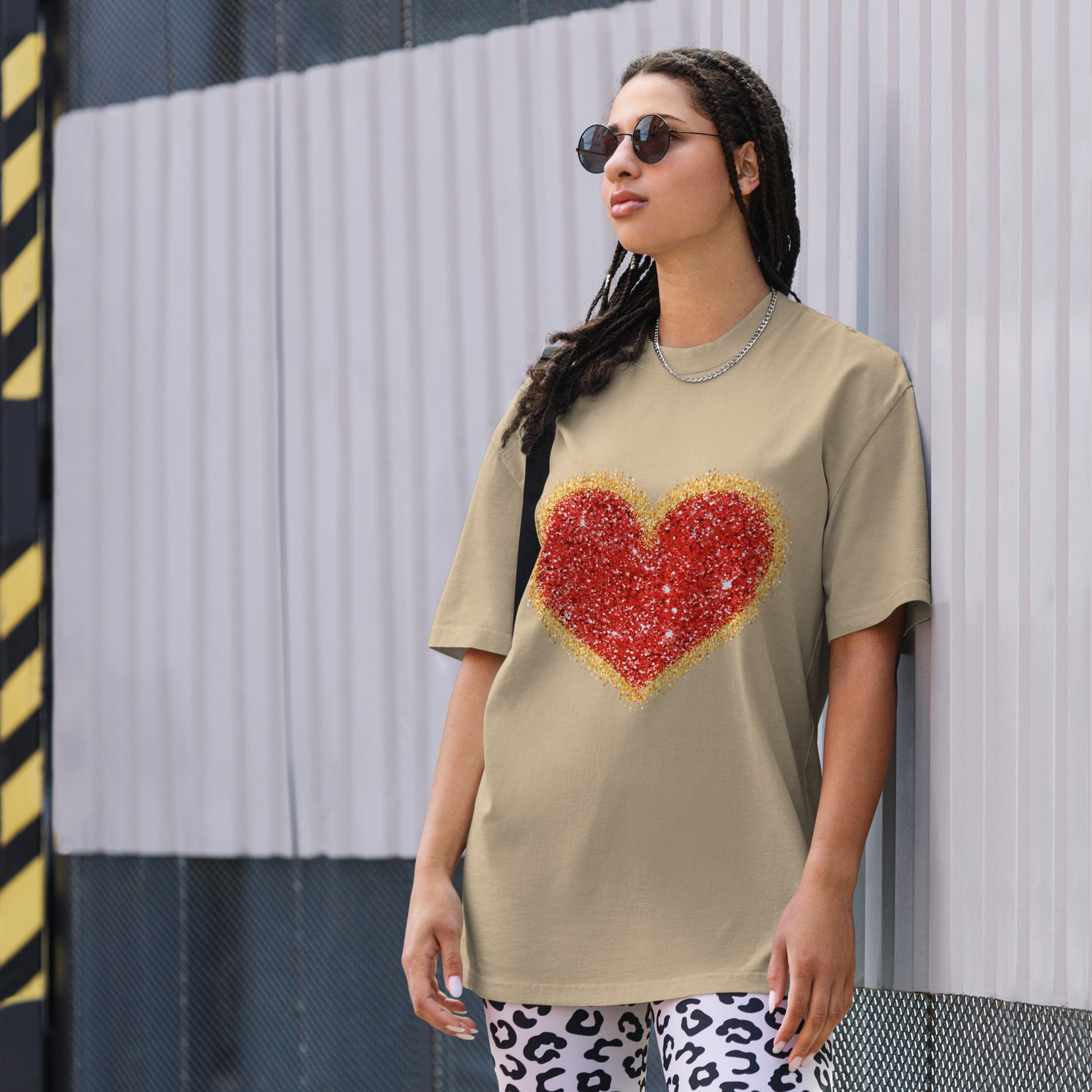 Inspirational Heart Oversized faded T Shirt