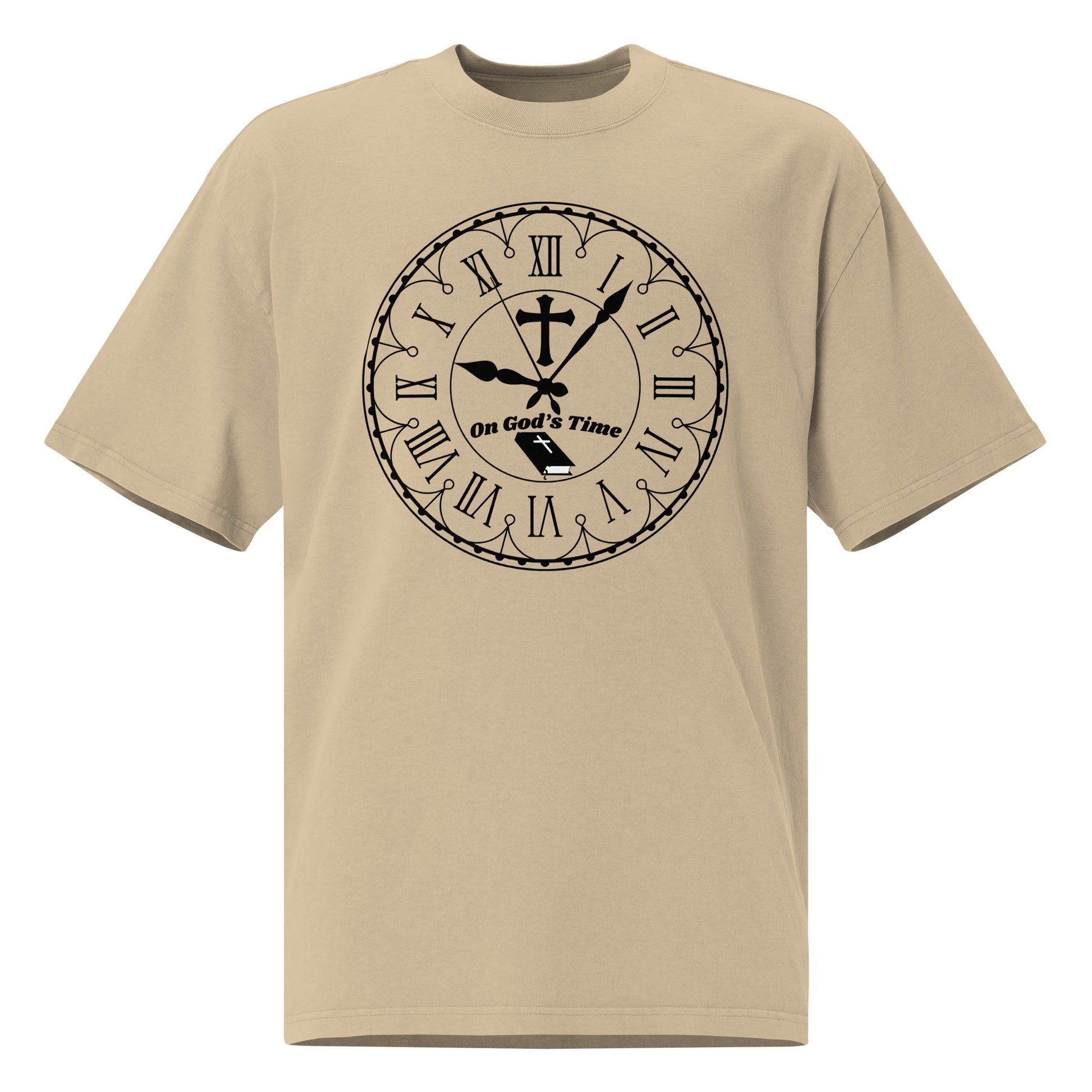 On God's Time Christian Inspirational Oversized faded t-shirt