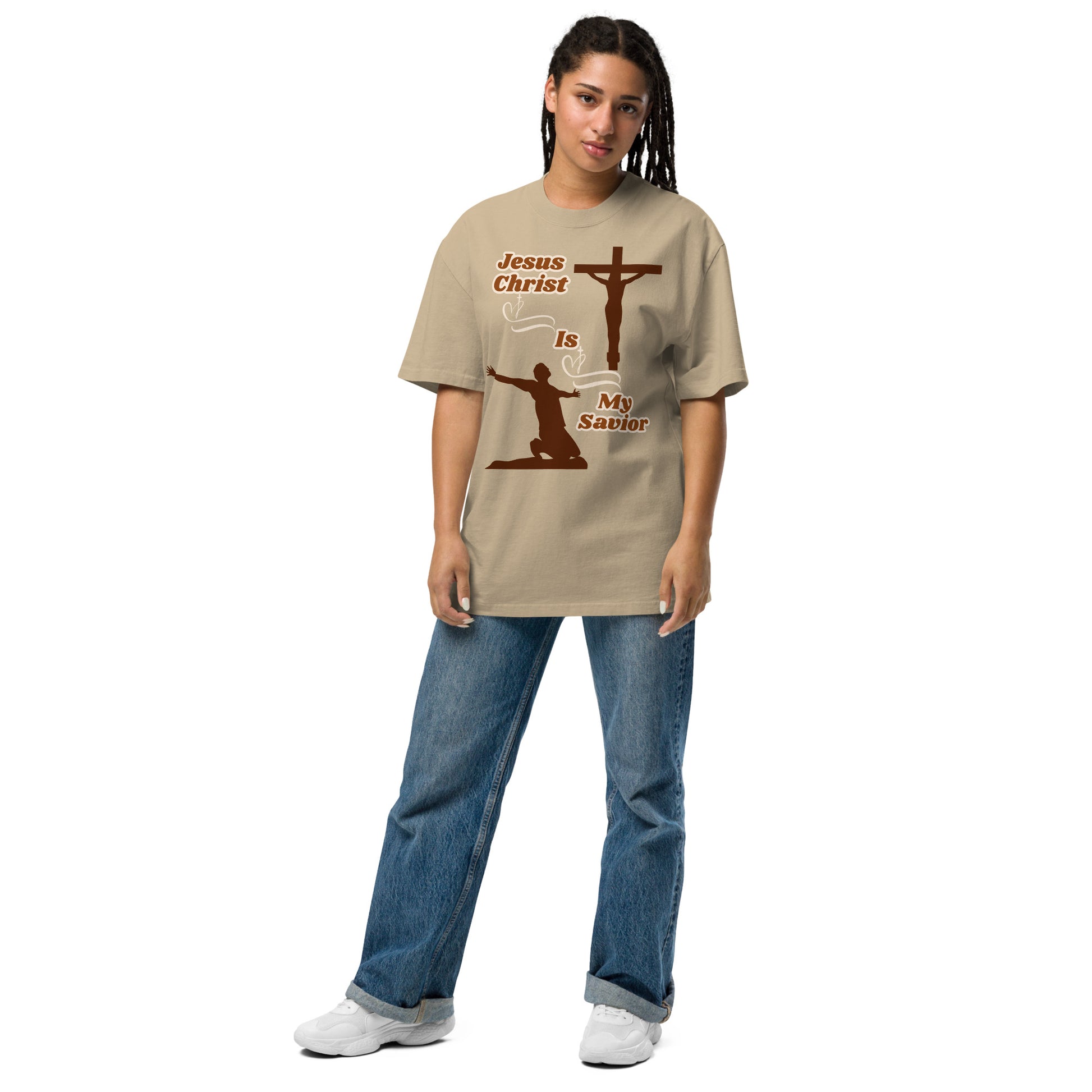 Jesus Christ Is My Savior Christian Inspirational Oversized fadedT Shirt Unisex