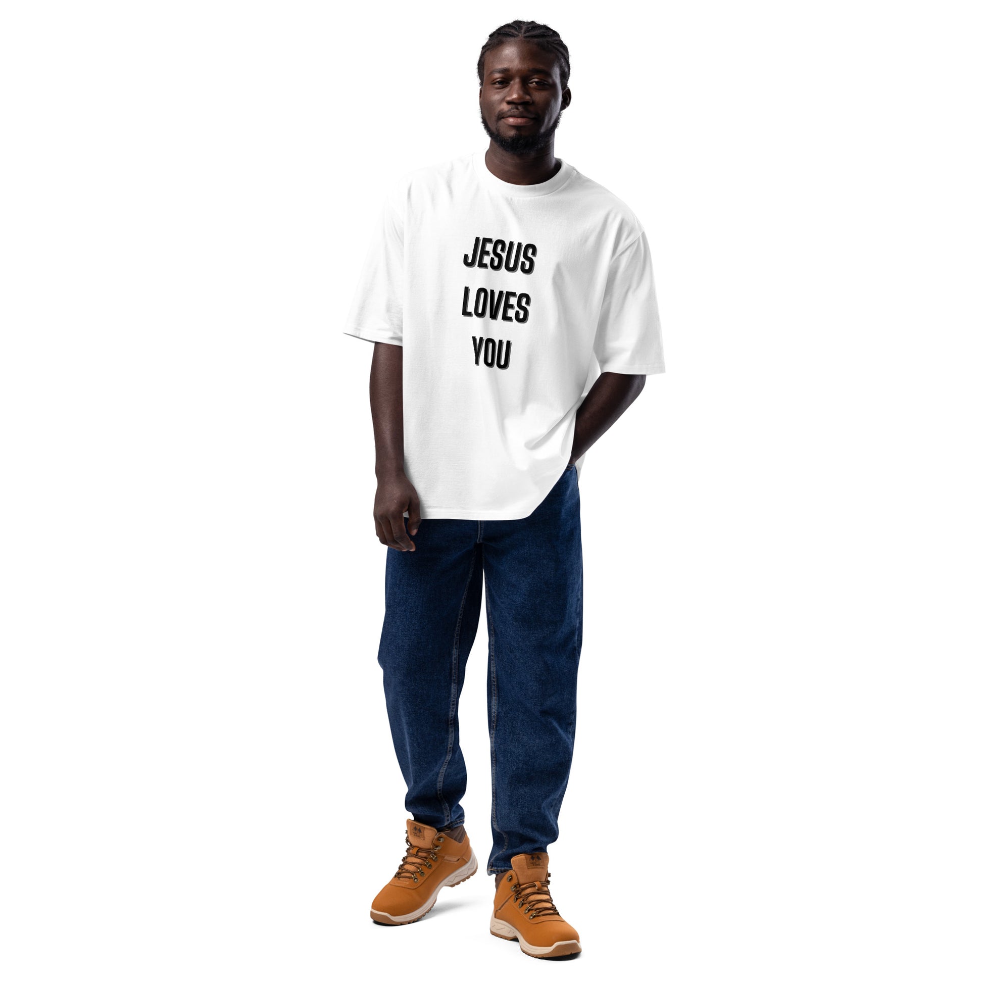 Jesus Loves You Christian Inspirational Oversized Heavyweight Unisex T Shirt