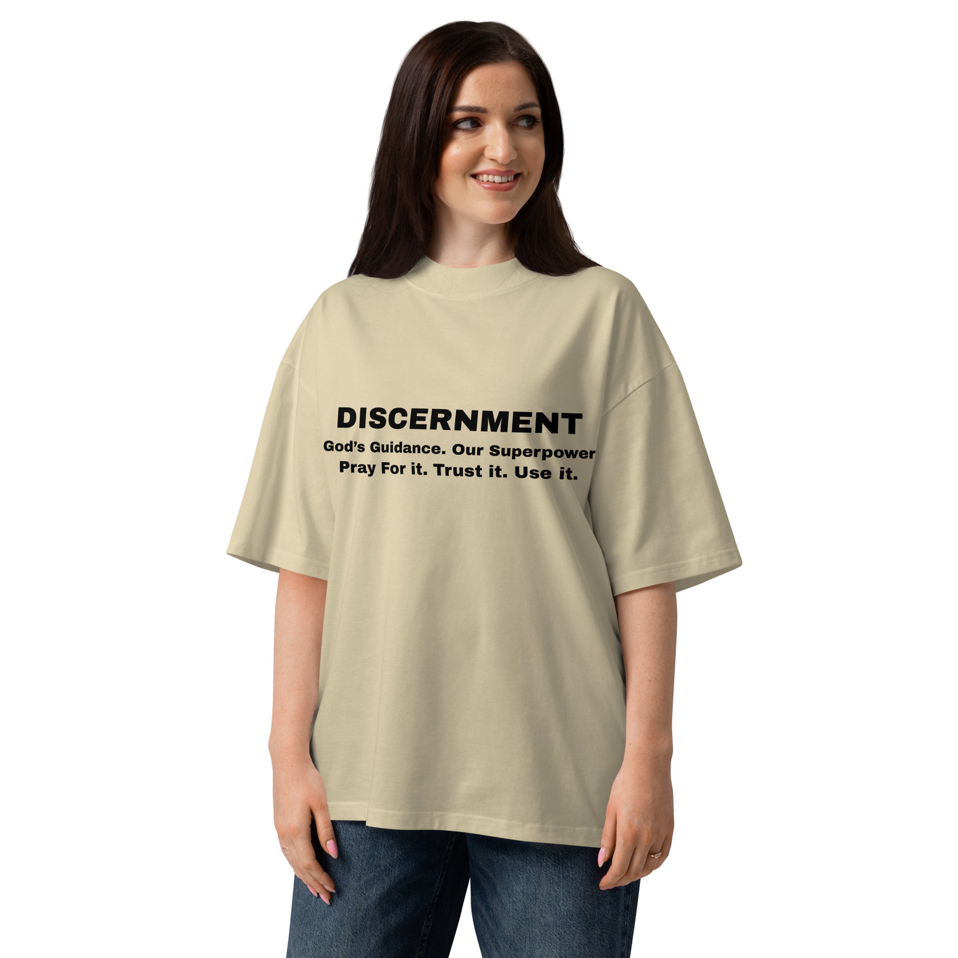 Discernment Christian Faith Inspirational Unisex Oversized High Neck T Shirt