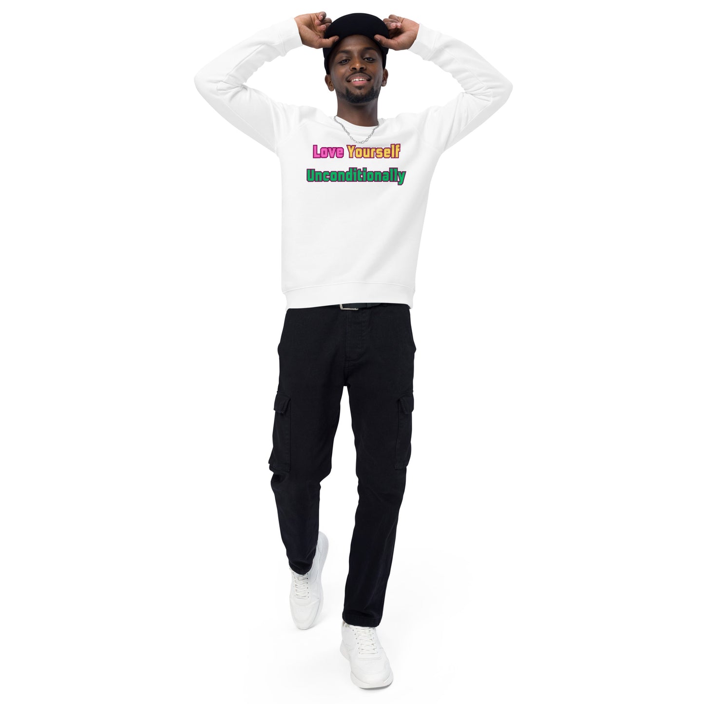 Love Yourself  Unconditionally Unisex organic raglan sweatshirt
