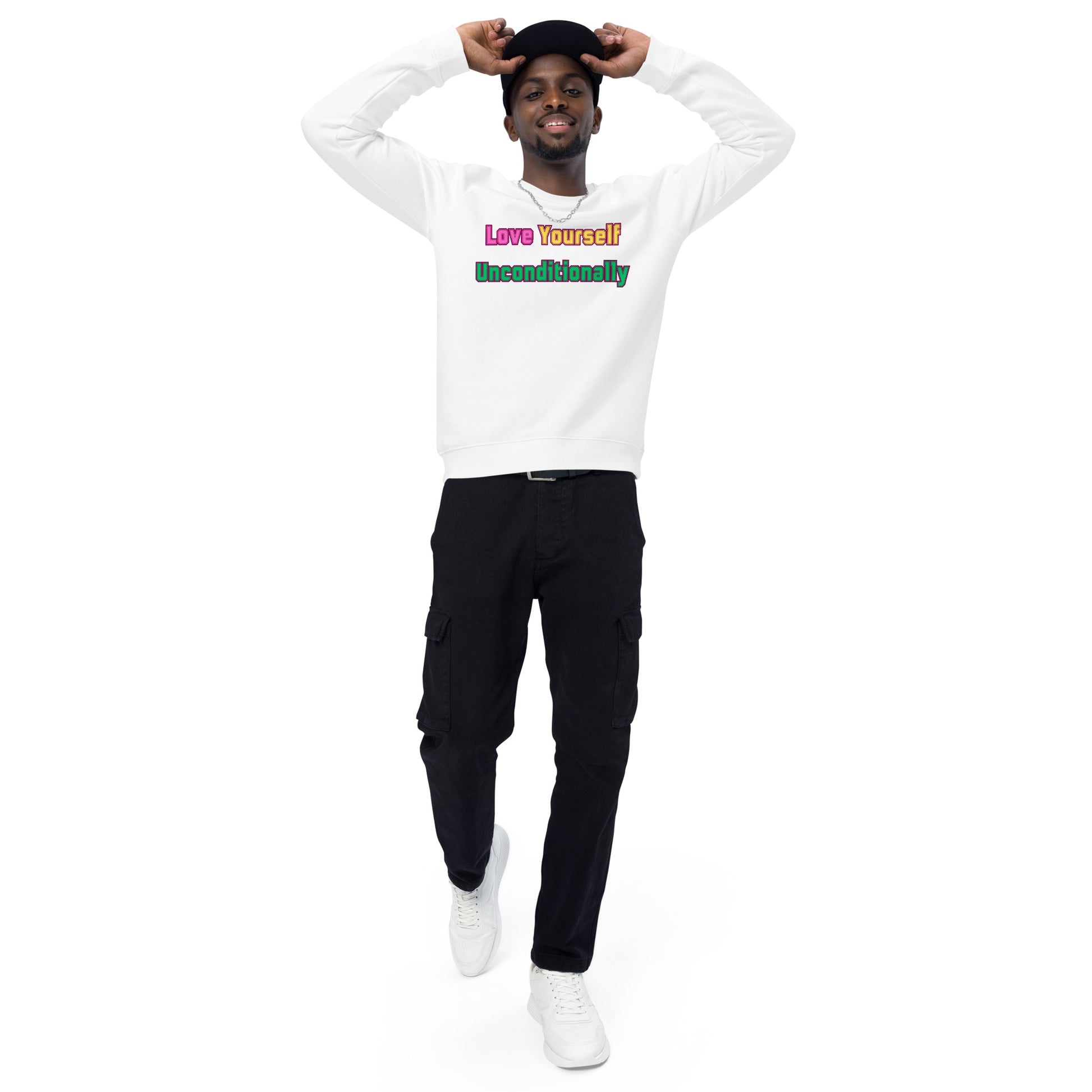 Love Yourself  Unconditionally Unisex organic raglan sweatshirt