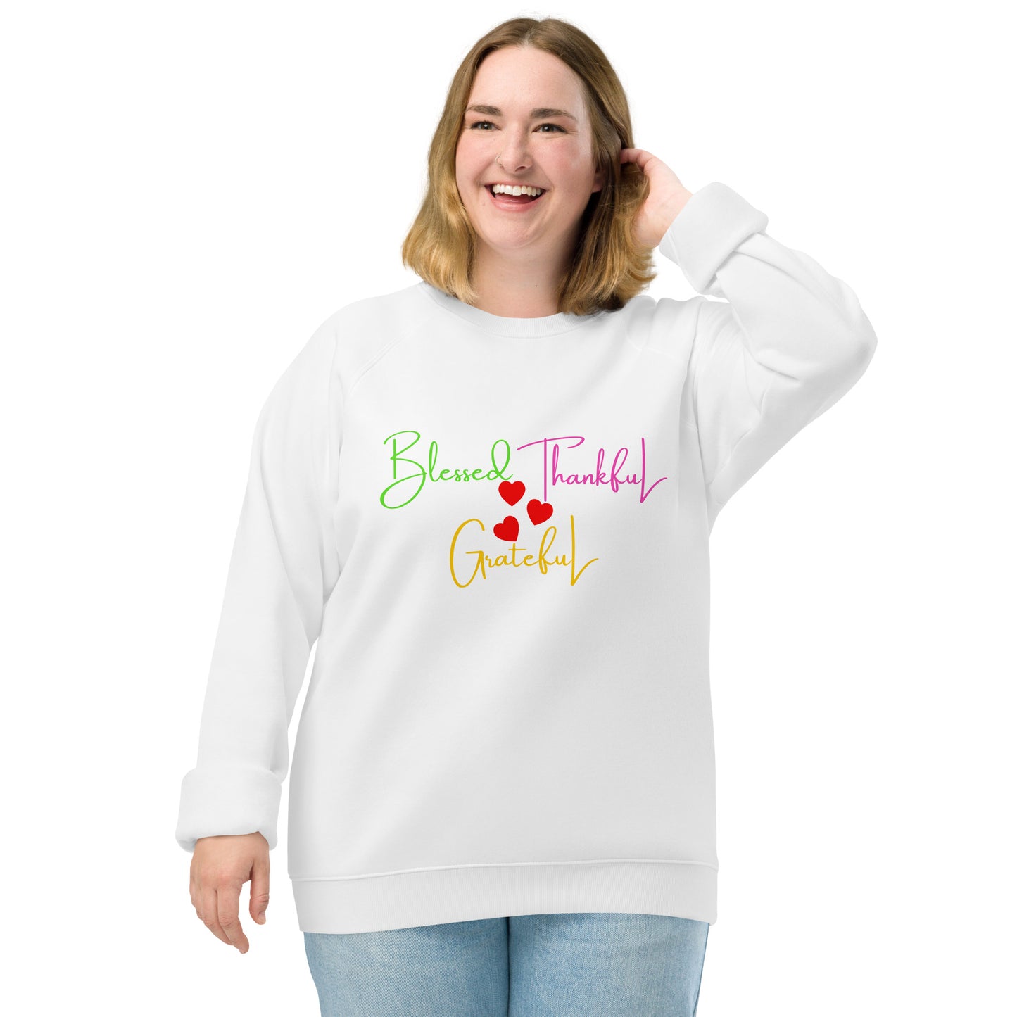 Blessed Unisex organic raglan sweatshirt