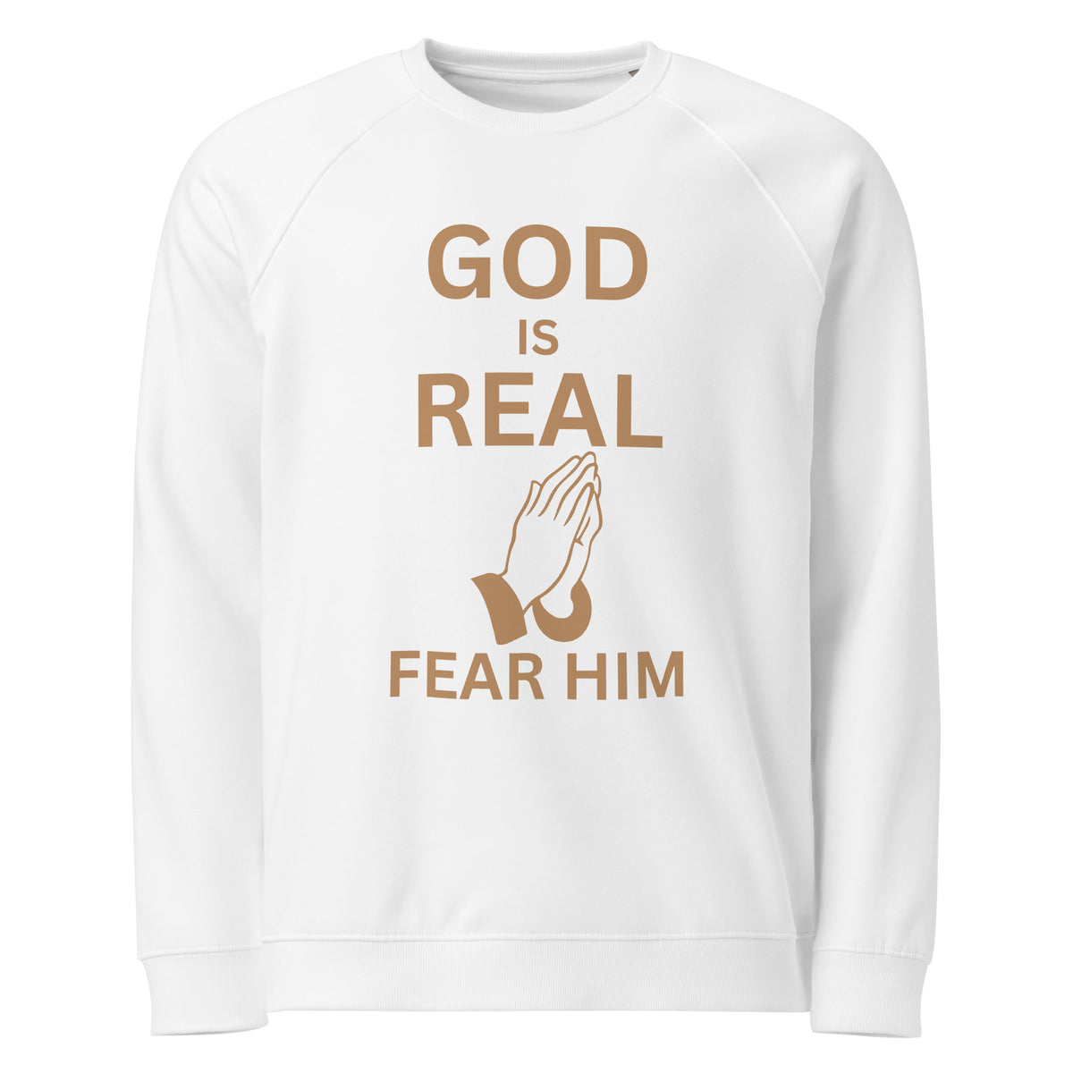 God is Real Christian Unisex organic raglan sweatshirt