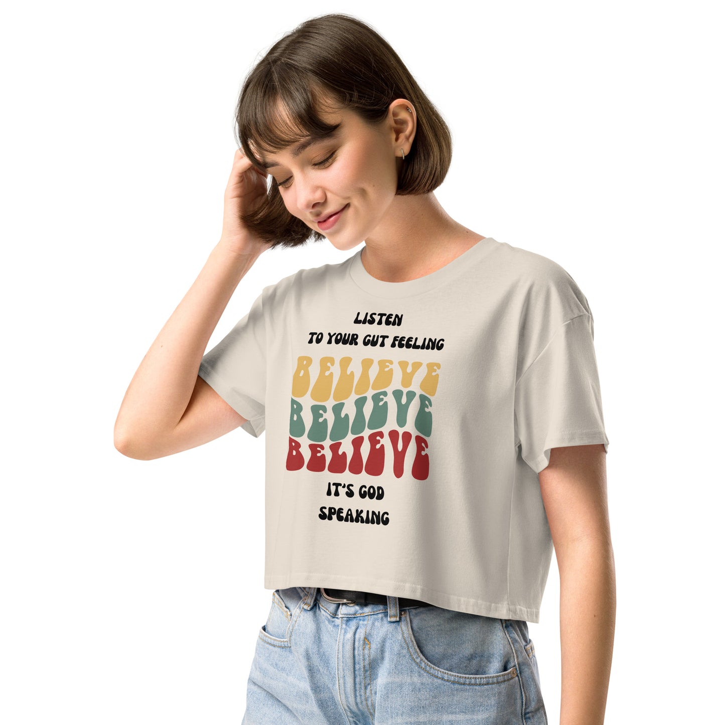 Listen To Your Gut Feeling Women’s Crop Top