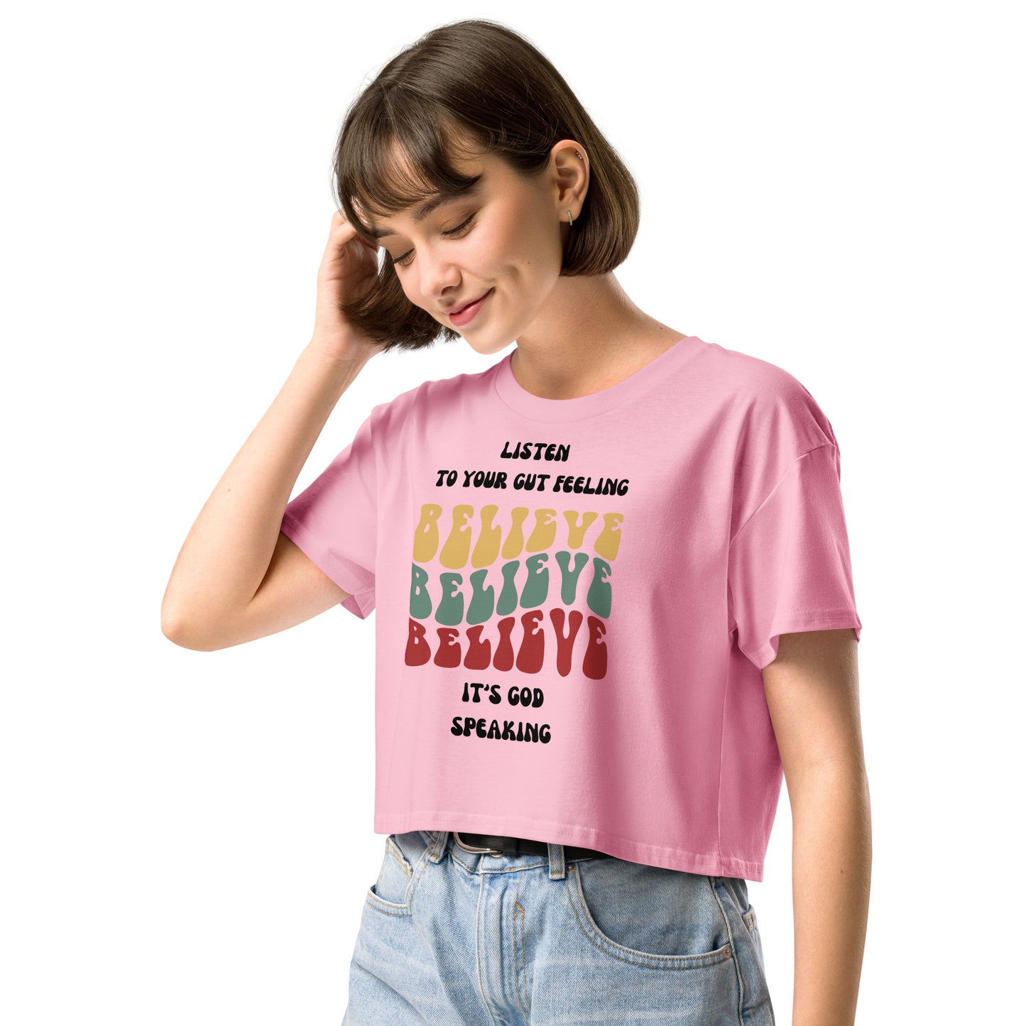 Listen To Your Gut Feeling Women’s Crop Top