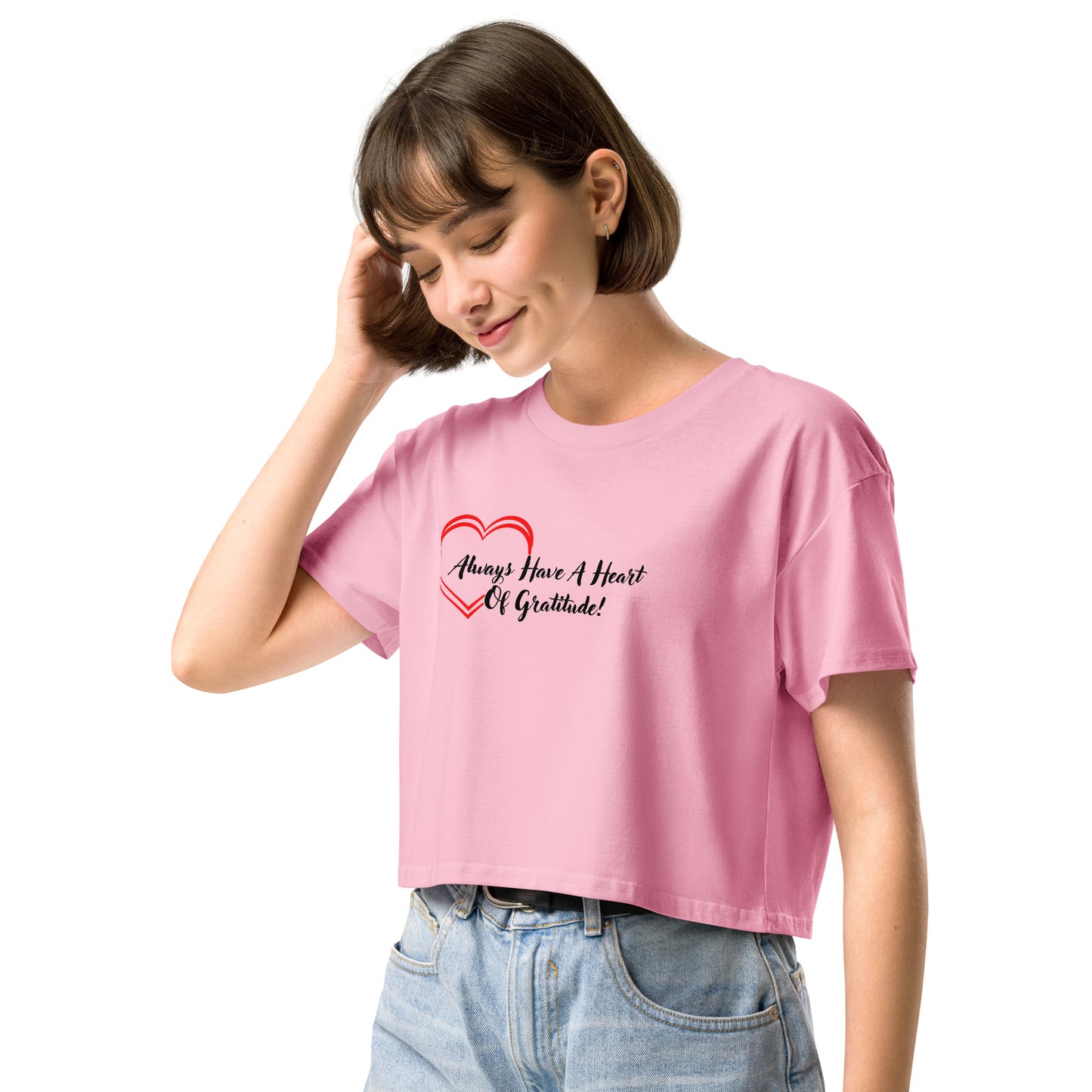 Heart of Gratitude Motivational Women’s Crop Top