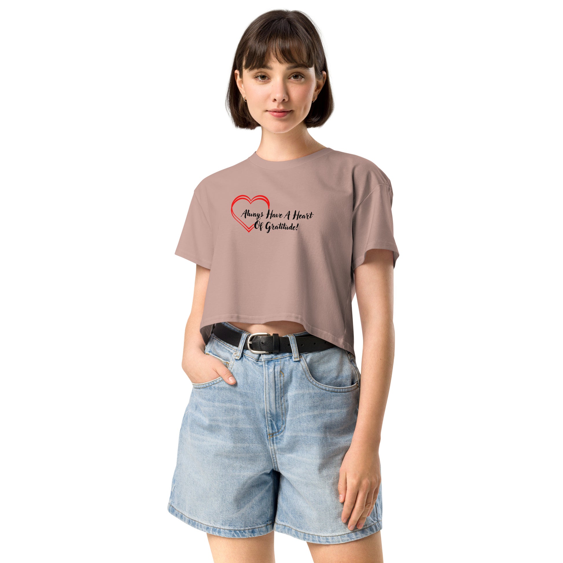 Heart of Gratitude Motivational Women’s Crop Top