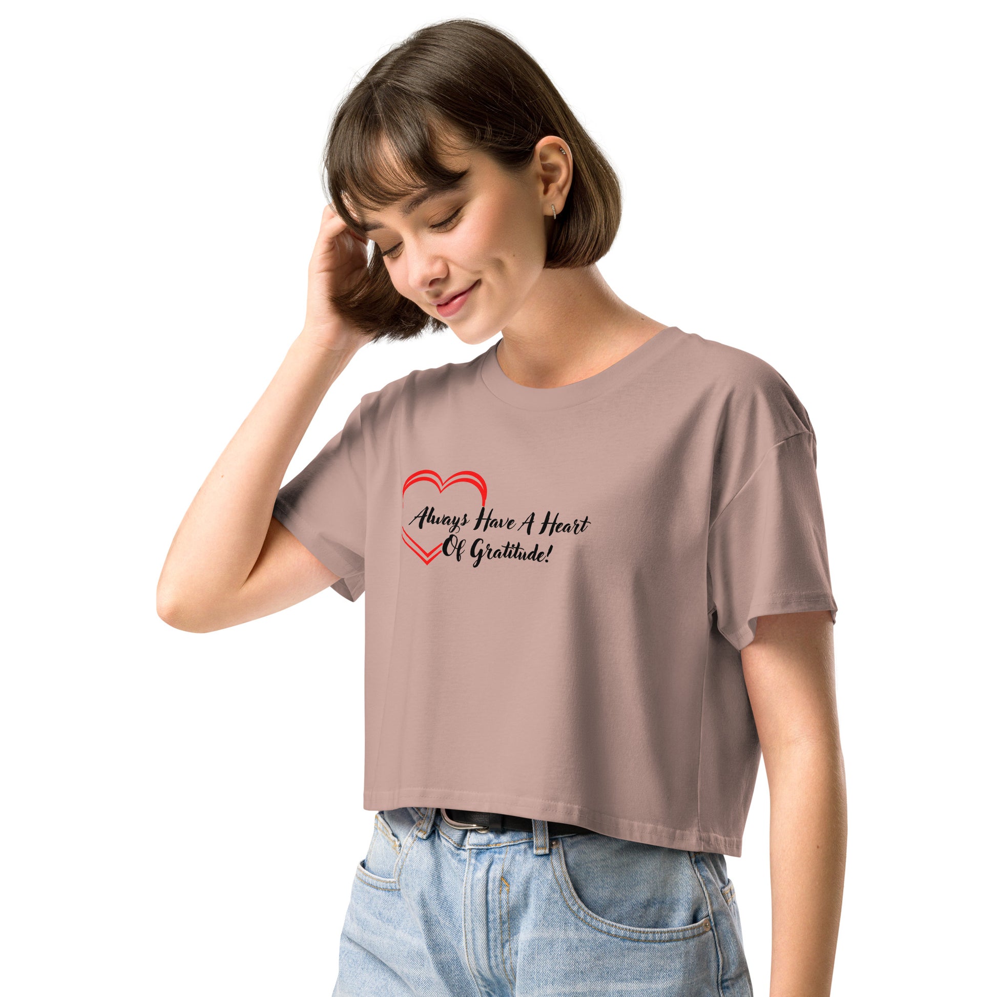 Heart of Gratitude Motivational Women’s Crop Top