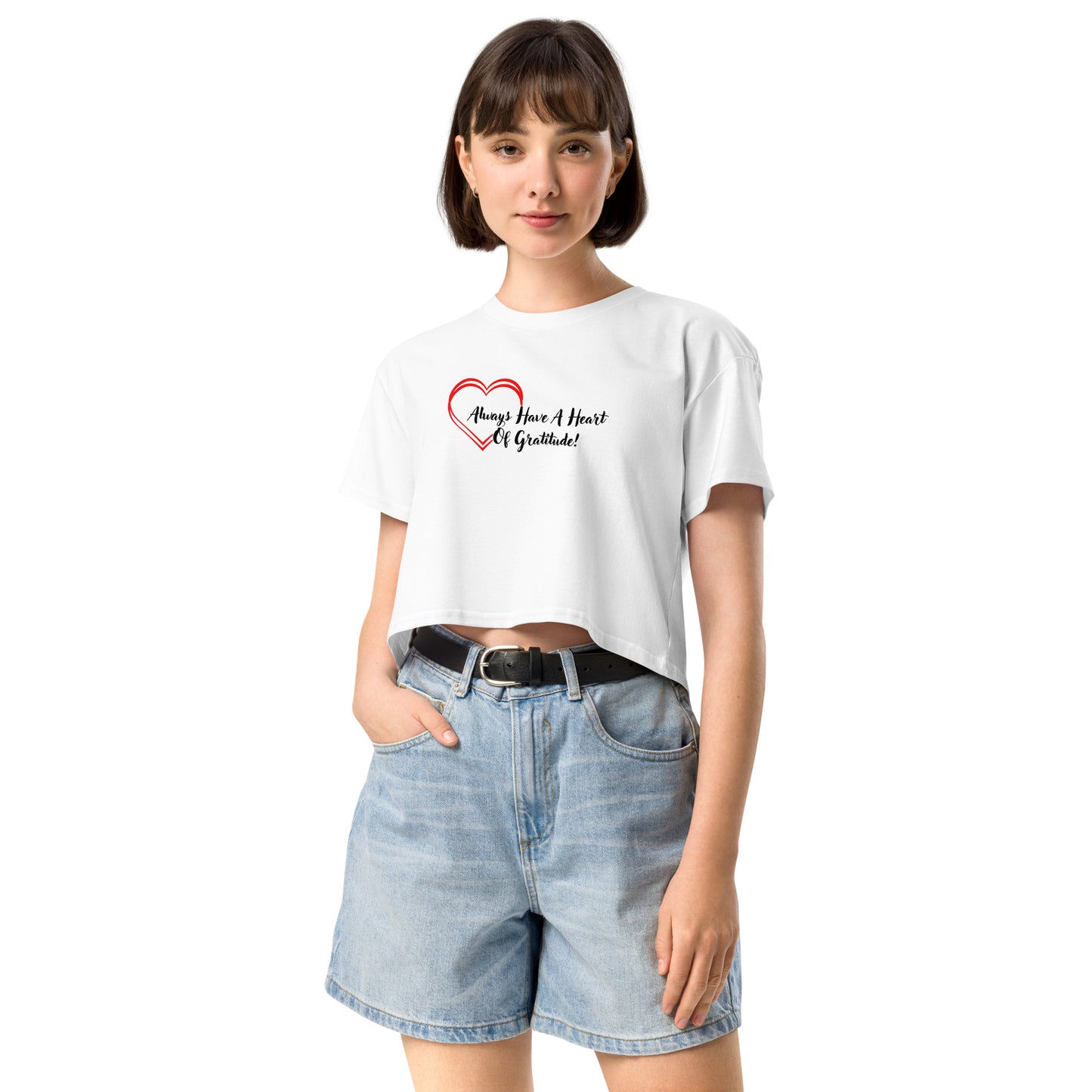 Heart of Gratitude Motivational Women’s Crop Top