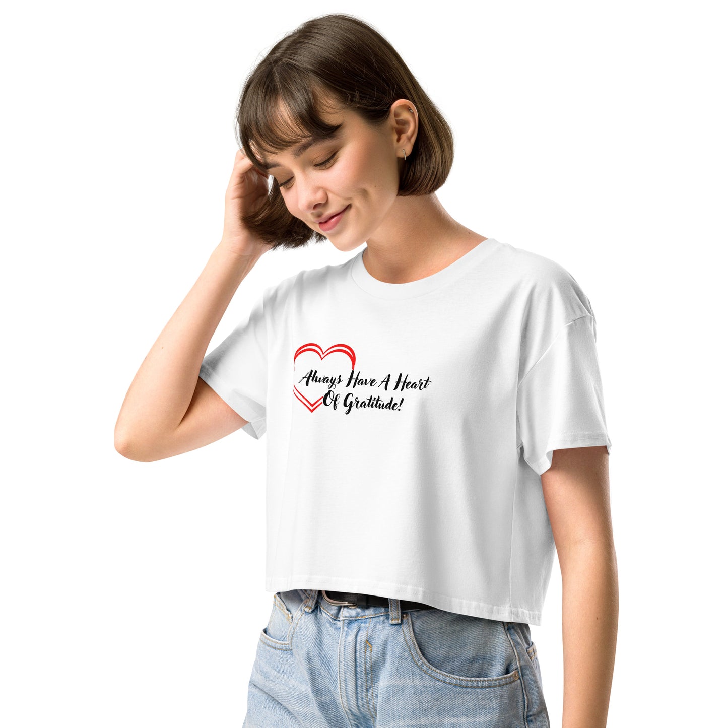 Heart of Gratitude Motivational Women’s Crop Top